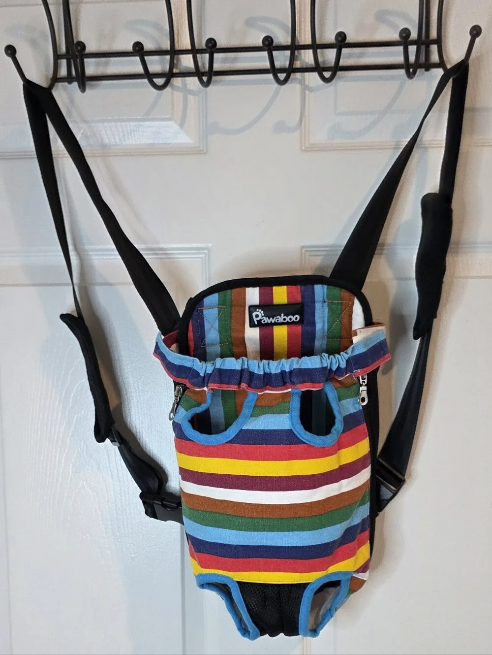 Pawaboo Pet Backpack Carrier with Rainbow Stripes Size Large